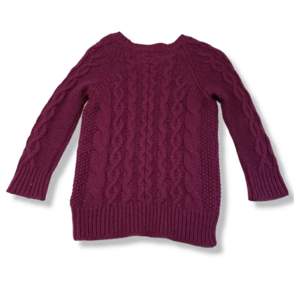 J. Crew Sweater Size XS Cable Knit Sweater Purple Long Sleeve Open Knit Sweater